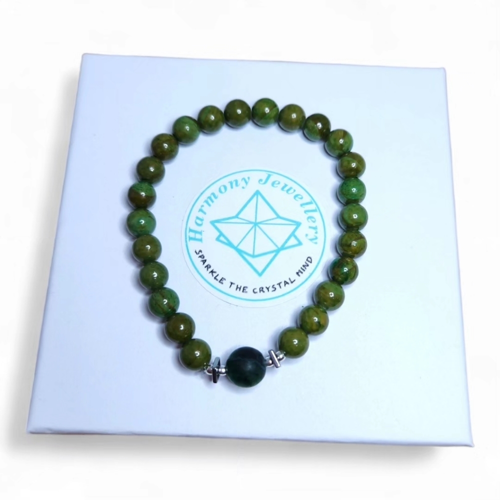 6 mm Jade and 8 mm Green Agate Bracelet